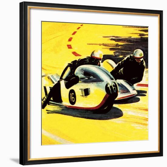 Motor-Cycle Side-Car Racing-Wilf Hardy-Framed Giclee Print