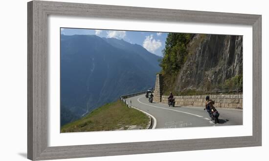 Motor cyclists on the Pass above Martigny, Switzerland, Europe-James Emmerson-Framed Photographic Print