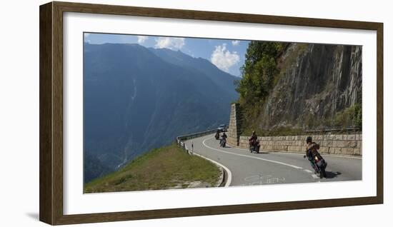 Motor cyclists on the Pass above Martigny, Switzerland, Europe-James Emmerson-Framed Photographic Print