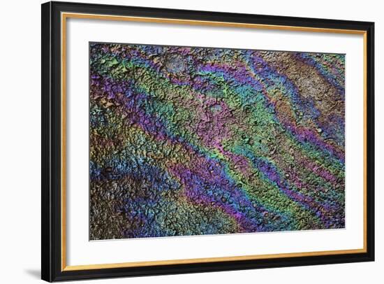 Motor Oil Creating Rainbow Pattern on Pavement, Havana, Cuba-Adam Jones-Framed Photographic Print