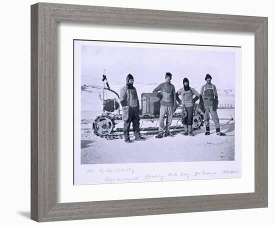 Motor Party - Left to Right: Lashly, Day, Evans and Hooper' from Scott's Last Expedition-Herbert Ponting-Framed Photographic Print