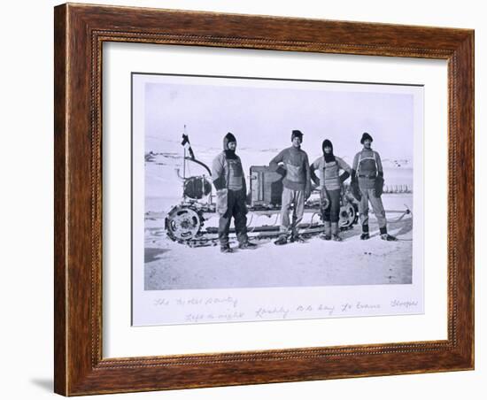 Motor Party - Left to Right: Lashly, Day, Evans and Hooper' from Scott's Last Expedition-Herbert Ponting-Framed Photographic Print