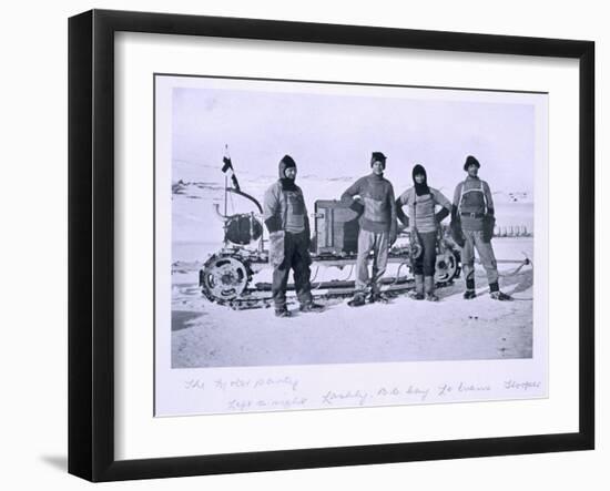 Motor Party - Left to Right: Lashly, Day, Evans and Hooper' from Scott's Last Expedition-Herbert Ponting-Framed Photographic Print