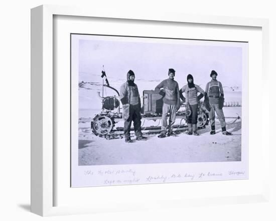 Motor Party - Left to Right: Lashly, Day, Evans and Hooper' from Scott's Last Expedition-Herbert Ponting-Framed Photographic Print