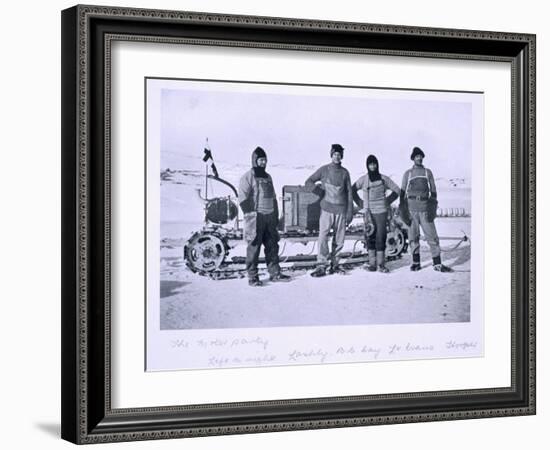 Motor Party - Left to Right: Lashly, Day, Evans and Hooper' from Scott's Last Expedition-Herbert Ponting-Framed Photographic Print