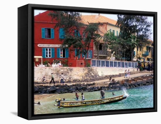 Motorboat Launching from a Dakar Beach, Senegal-Janis Miglavs-Framed Premier Image Canvas