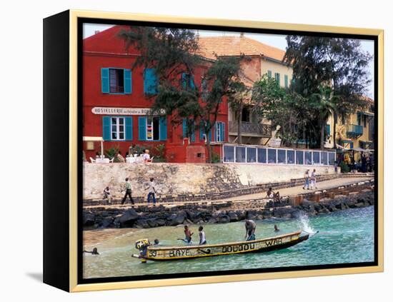 Motorboat Launching from a Dakar Beach, Senegal-Janis Miglavs-Framed Premier Image Canvas