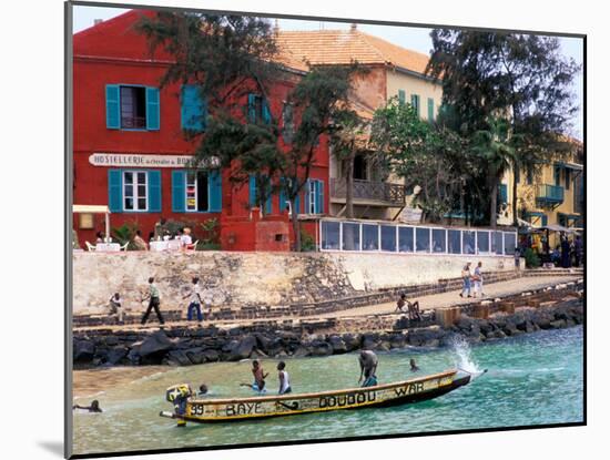 Motorboat Launching from a Dakar Beach, Senegal-Janis Miglavs-Mounted Photographic Print