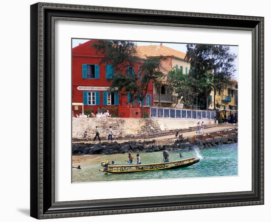 Motorboat Launching from a Dakar Beach, Senegal-Janis Miglavs-Framed Photographic Print