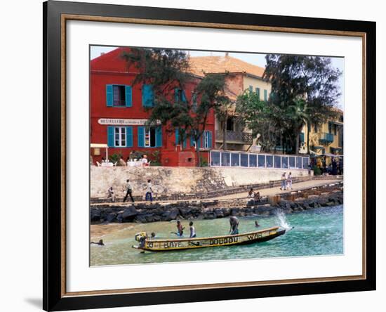 Motorboat Launching from a Dakar Beach, Senegal-Janis Miglavs-Framed Photographic Print