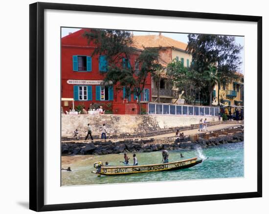 Motorboat Launching from a Dakar Beach, Senegal-Janis Miglavs-Framed Photographic Print