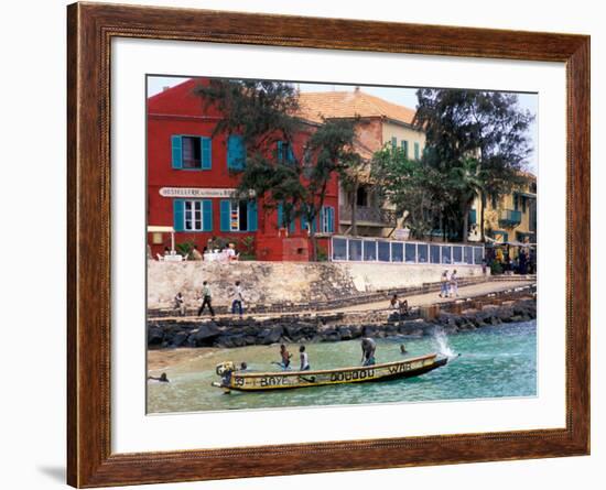 Motorboat Launching from a Dakar Beach, Senegal-Janis Miglavs-Framed Photographic Print