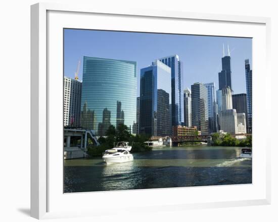 Motorboats in a River, Chicago River, Chicago, Cook County, Illinois, USA 2010-null-Framed Photographic Print