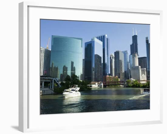 Motorboats in a River, Chicago River, Chicago, Cook County, Illinois, USA 2010-null-Framed Photographic Print