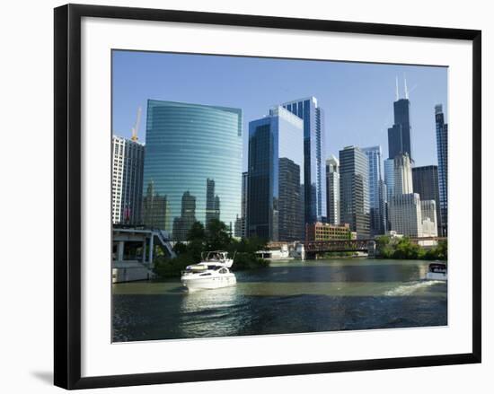 Motorboats in a River, Chicago River, Chicago, Cook County, Illinois, USA 2010-null-Framed Photographic Print