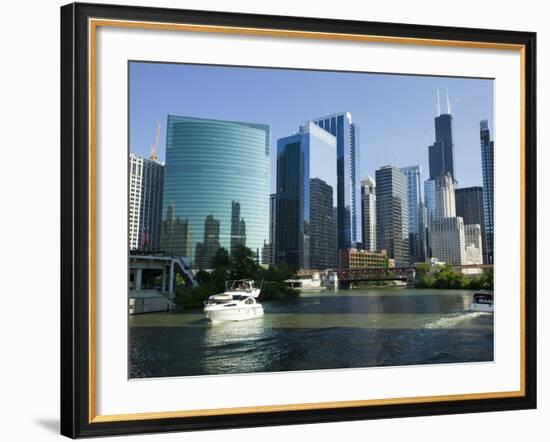 Motorboats in a River, Chicago River, Chicago, Cook County, Illinois, USA 2010-null-Framed Photographic Print