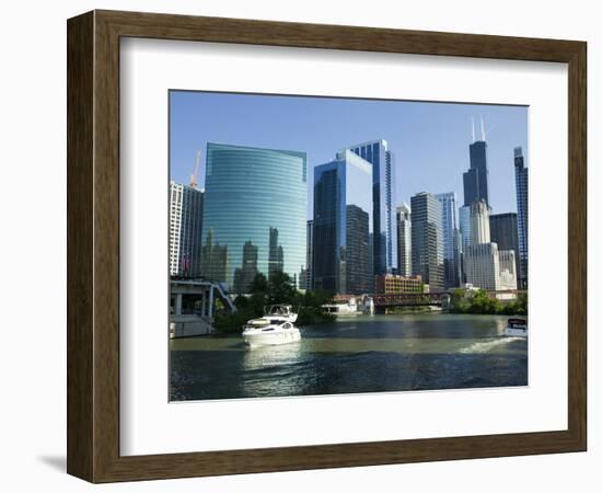 Motorboats in a River, Chicago River, Chicago, Cook County, Illinois, USA 2010-null-Framed Photographic Print