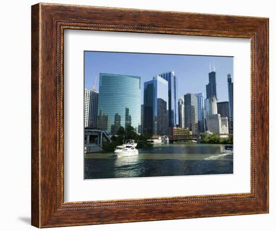 Motorboats in a River, Chicago River, Chicago, Cook County, Illinois, USA 2010-null-Framed Photographic Print