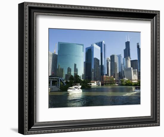 Motorboats in a River, Chicago River, Chicago, Cook County, Illinois, USA 2010-null-Framed Photographic Print