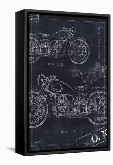 Motorcycle Co. Blueprint Black II-Eric Yang-Framed Stretched Canvas