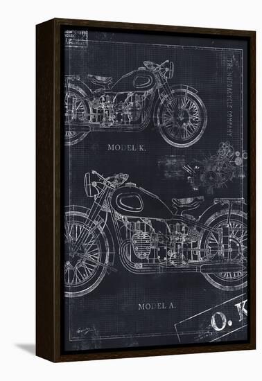 Motorcycle Co. Blueprint Black II-Eric Yang-Framed Stretched Canvas