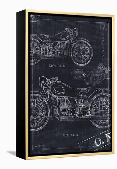 Motorcycle Co. Blueprint Black II-Eric Yang-Framed Stretched Canvas