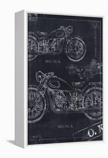 Motorcycle Co. Blueprint Black II-Eric Yang-Framed Stretched Canvas