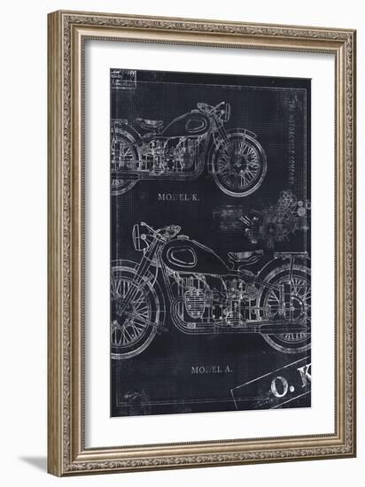 Motorcycle Co. Blueprint Black II-Eric Yang-Framed Art Print