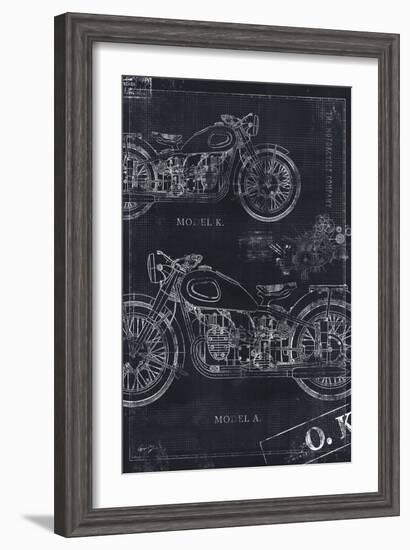 Motorcycle Co. Blueprint Black II-Eric Yang-Framed Art Print