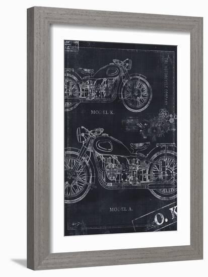 Motorcycle Co. Blueprint Black II-Eric Yang-Framed Art Print