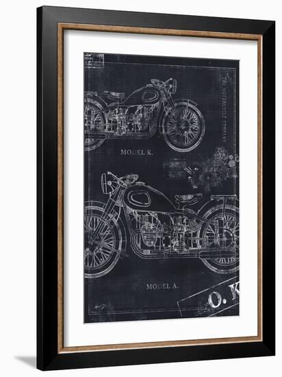 Motorcycle Co. Blueprint Black II-Eric Yang-Framed Art Print