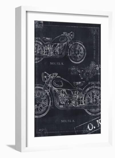Motorcycle Co. Blueprint Black II-Eric Yang-Framed Art Print
