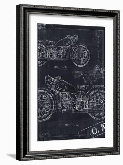 Motorcycle Co. Blueprint Black II-Eric Yang-Framed Art Print