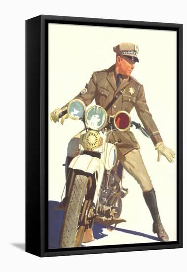 Motorcycle Cop-null-Framed Stretched Canvas