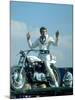 Motorcycle Daredevil Evel Knievel Poised on His Harley Davidson-Ralph Crane-Mounted Premium Photographic Print