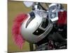 Motorcycle Helmet with Pink Mohawk-null-Mounted Photographic Print