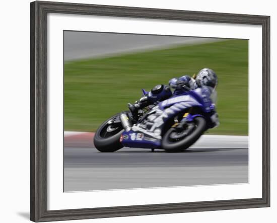 Motorcycle in Motion, Ama Superbike Race, Mid Ohio Raceway, Ohio, USA-Adam Jones-Framed Photographic Print