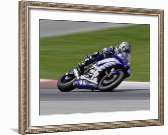 Motorcycle in Motion, Ama Superbike Race, Mid Ohio Raceway, Ohio, USA-Adam Jones-Framed Photographic Print