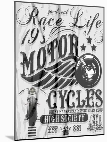 Motorcycle Raceway Typography, T-Shirt Graphics, Vectors-emeget-Mounted Art Print