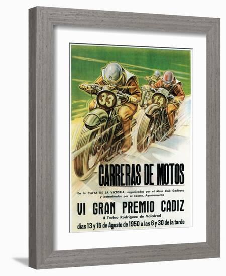 Motorcycle Racing Promotion-Lantern Press-Framed Art Print