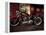 Motorcycle with Brick Wall and Graffiti-null-Framed Premier Image Canvas