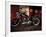 Motorcycle with Brick Wall and Graffiti-null-Framed Photographic Print
