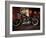 Motorcycle with Brick Wall and Graffiti-null-Framed Photographic Print