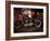 Motorcycle with Brick Wall and Graffiti-null-Framed Photographic Print