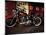 Motorcycle with Brick Wall and Graffiti-null-Mounted Photographic Print