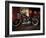 Motorcycle with Brick Wall and Graffiti-null-Framed Photographic Print