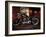 Motorcycle with Brick Wall and Graffiti-null-Framed Photographic Print