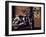 Motorcycle with Brick Wall and Graffiti-null-Framed Photographic Print