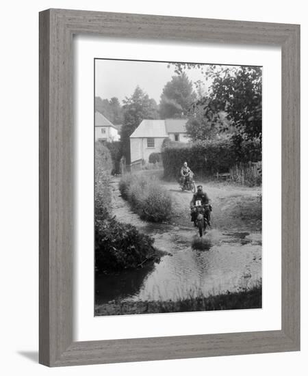 Motorcycles competing in the B&HMC Brighton-Beer Trial, Windout Lane, near Dunsford, Devon, 1934-Bill Brunell-Framed Photographic Print