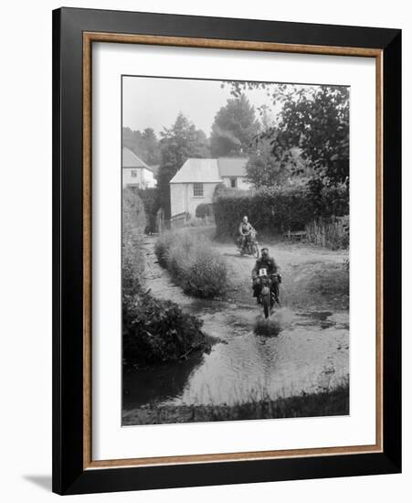 Motorcycles competing in the B&HMC Brighton-Beer Trial, Windout Lane, near Dunsford, Devon, 1934-Bill Brunell-Framed Photographic Print